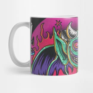 Monster Green Little Devil Heart Mug